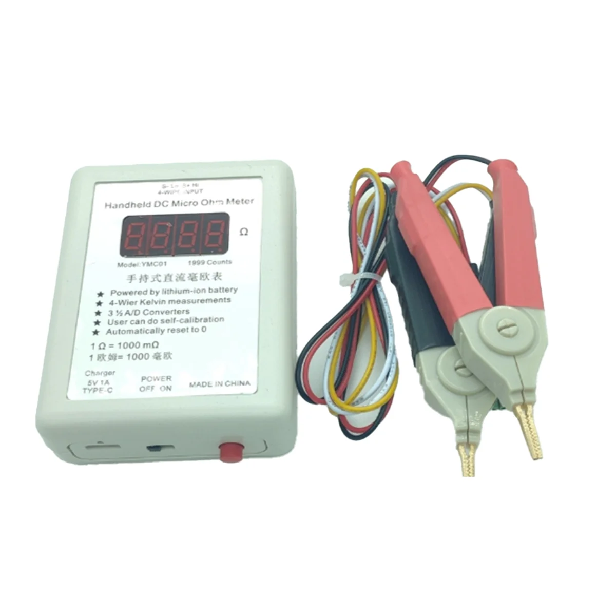 NEW Handheld DC Milliohmmeter Low Resistance Tester 0.01-19.99Ω Four Wire Kelvin Measurement Meter Milliohmmeter Big Clip
NEW Handheld DC Milliohmmeter Low Resistance Tester 0.01-19.99Ω Four Wire Kelvin Measurement Meter Milliohmmeter Big Clip