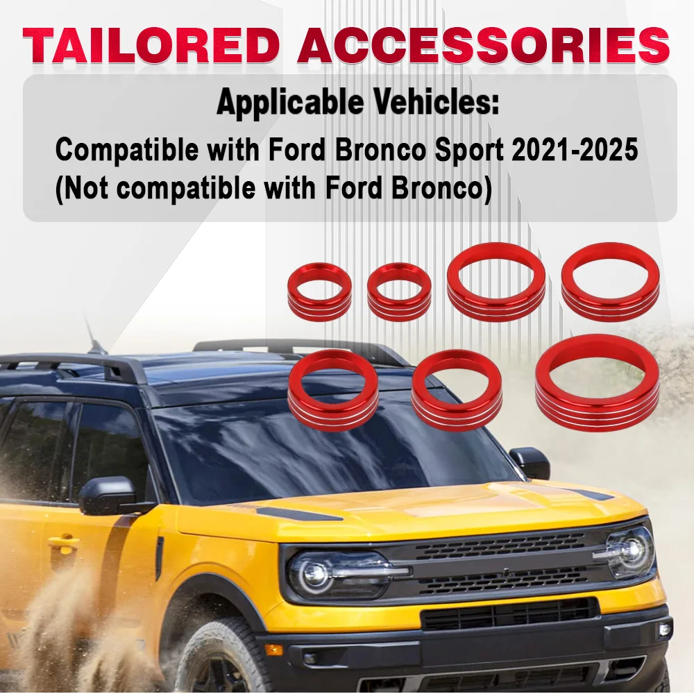 Car Air Conditioning Audio 4WD Headlight Gear Switch Knob Air Vent Ring Trim For Ford Bronco Sport 2021 2022 2023 2024 2025
Car Air Conditioning Audio 4WD Headlight Gear Switch Knob Air Vent Ring Trim For Ford Bronco Sport 2021 2022 2023 2024 2025