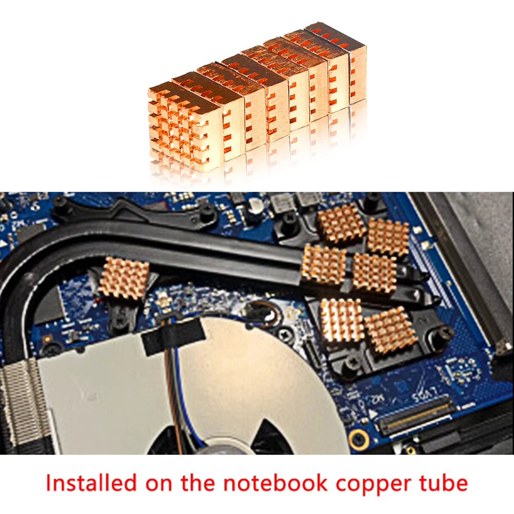 8Pcs Mini Laptop Graphics Card Computer Pure Copper Heatsink Cooler Heat Sink PC Graphics Card Memory Radiator