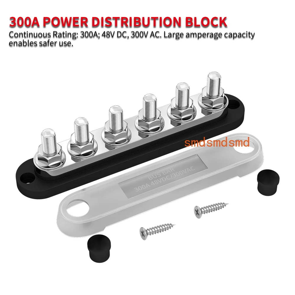 300A Negative Bus Bar 12V Distribution Block 6 x 3/8" M10 Terminal Studs 48V DC Positive Ground Busbar
300A Negative Bus Bar 12V Distribution Block 6 x 3/8" M10 Terminal Studs 48V DC Positive Ground Busbar