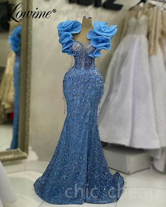 Elegant Blue Crystals Tassel Evening Dress Arabic Ruffles Short Sleeve Mermaid Party Gowns for Women Prom Dress Long Customized
Elegant Blue Crystals Tassel Evening Dress Arabic Ruffles Short Sleeve Mermaid Party Gowns for Women Prom Dress Long Customized