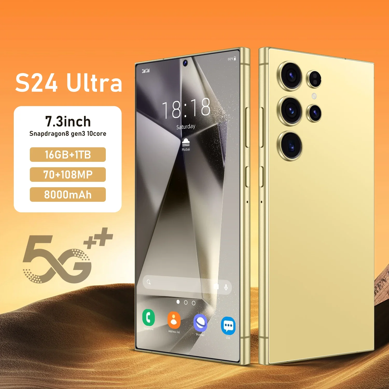 Global Version S24 Ultra 5G Android Smartphone 7.3 Inch HD Screen 72MP+108MP Camera Snapdragon 8 Gen 3 8000mAh Dual SIM Phone
Global Version S24 Ultra 5G Android Smartphone 7.3 Inch HD Screen 72MP+108MP Camera Snapdragon 8 Gen 3 8000mAh Dual SIM Phone