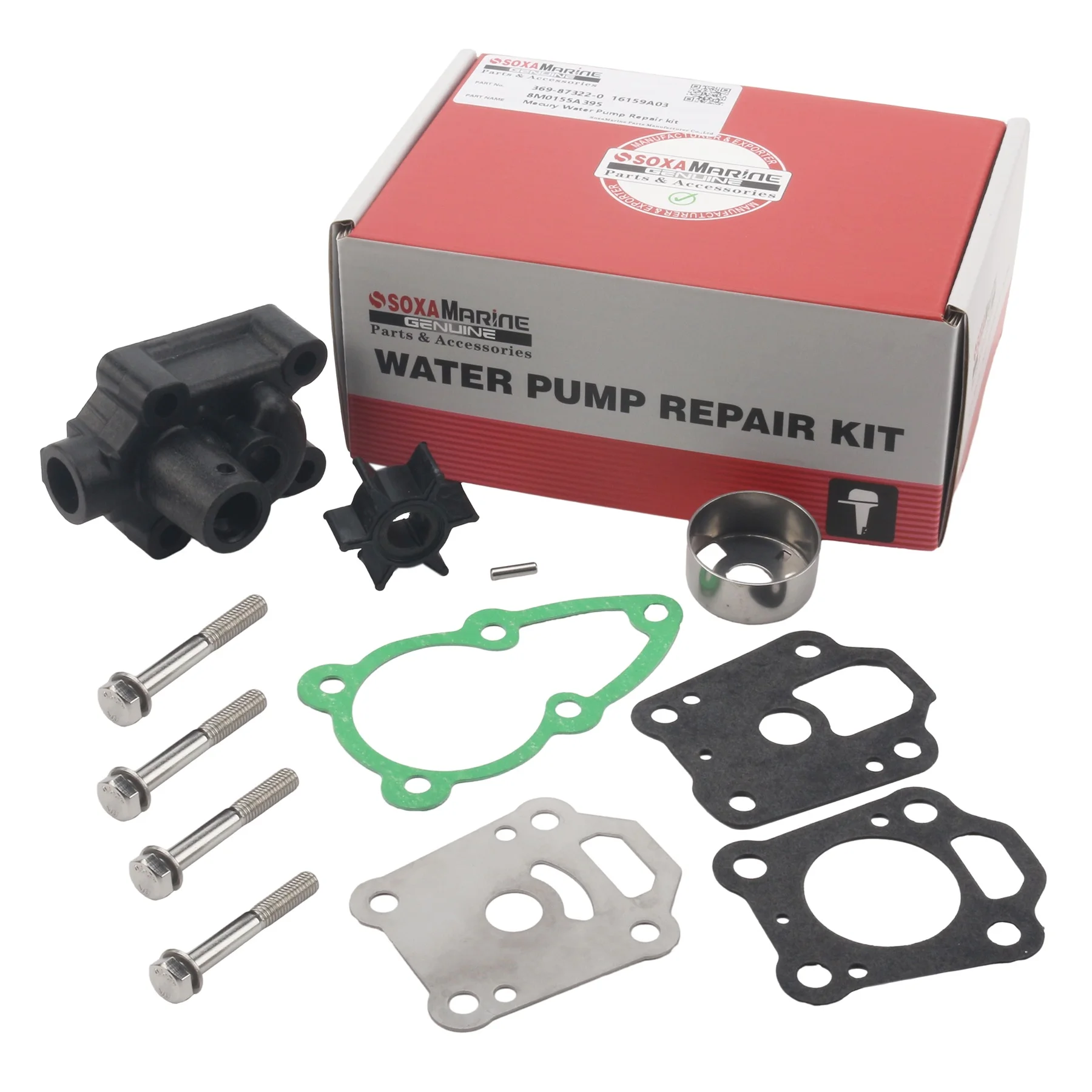 Soxa Marine 369-87322 369873220M Water Pump Rebuild Service Kit for Nissan Tohatsu 4HP 5HP 6HP Outboard Boat Motor 369-65020
Soxa Marine 369-87322 369873220M Water Pump Rebuild Service Kit for Nissan Tohatsu 4HP 5HP 6HP Outboard Boat Motor 369-65020