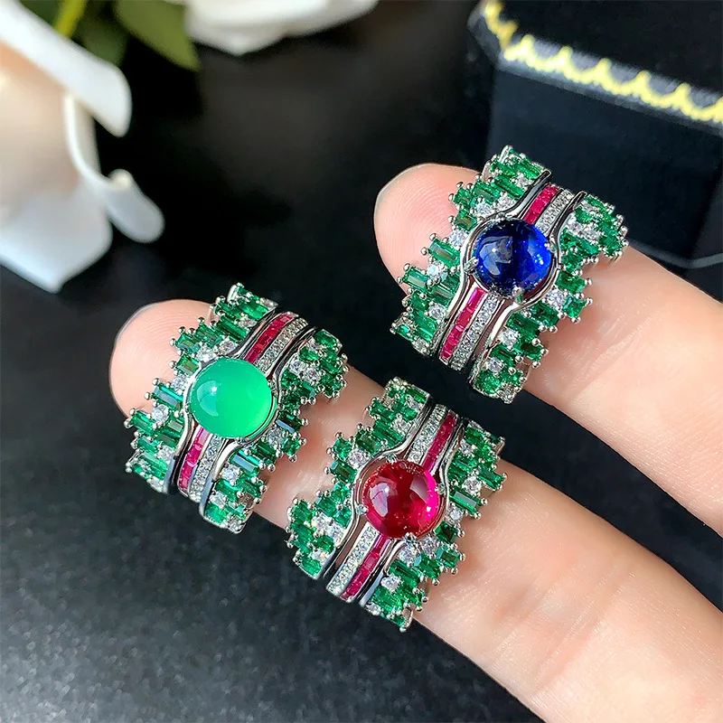 Charms Modern Geometric Adjustable Ring Oval Ruby Emerald Sapphire Zircon Multi-layer Band Women Cocktail Party Jewelry Gift
Charms Modern Geometric Adjustable Ring Oval Ruby Emerald Sapphire Zircon Multi-layer Band Women Cocktail Party Jewelry Gift