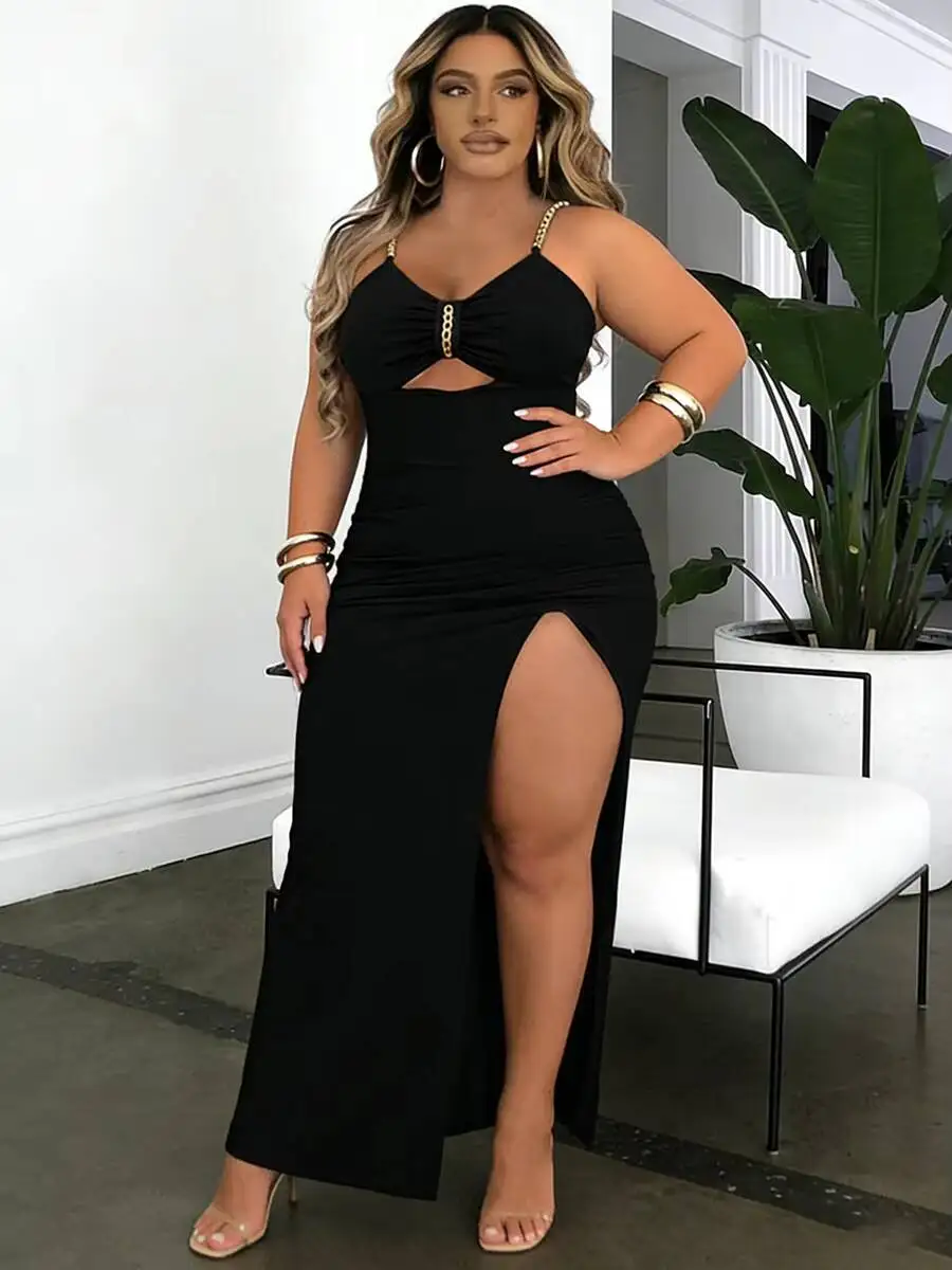 Plus Size Women's Dress Chain Strap Cutout Ruched Bodycon Maxi Dress Sexy Glam Spring Summer Chic Party Stretchy Dress
Plus Size Women's Dress Chain Strap Cutout Ruched Bodycon Maxi Dress Sexy Glam Spring Summer Chic Party Stretchy Dress