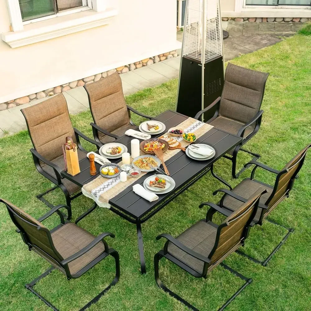 7-Piece Outdoor Dining Set with 6 Weather-Resistant Textilene Chairs and 61 Rectangular Table, Suitable for Patio or Garden, Bro
7-Piece Outdoor Dining Set with 6 Weather-Resistant Textilene Chairs and 61 Rectangular Table, Suitable for Patio or Garden, Bro