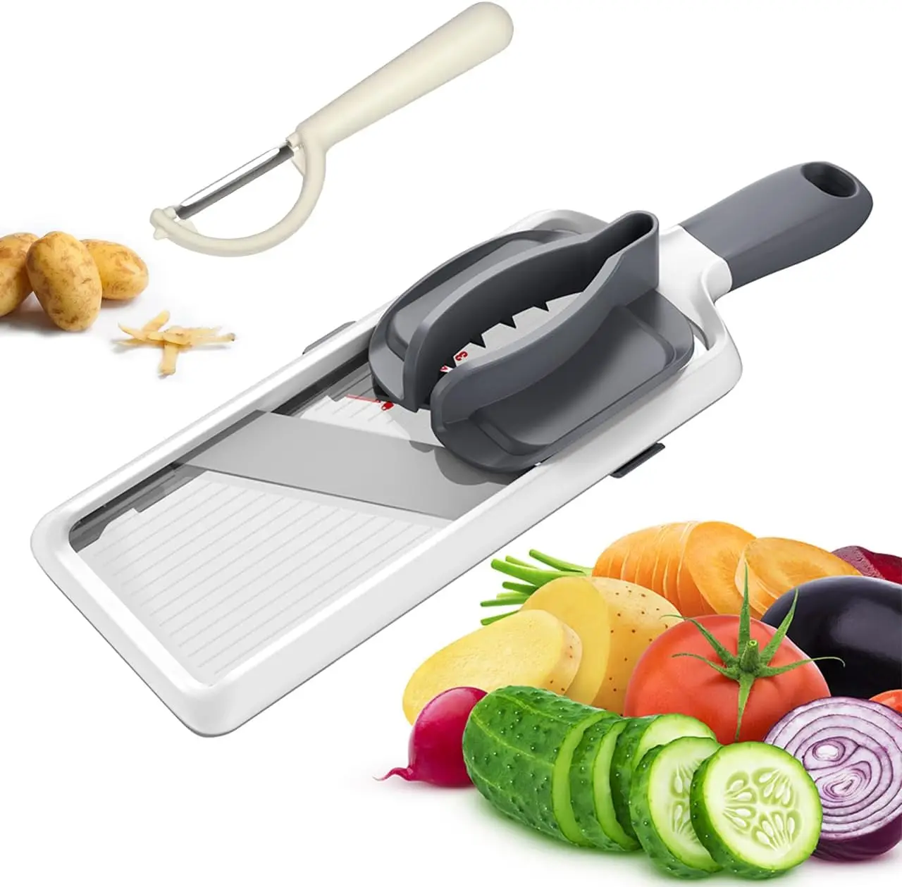 Handheld Slicer Slicer Vegetable Cutter with Comfort Grip, Safety Features, Easy to Clean, Slicers for Fruits and Vegetables
Handheld Slicer Slicer Vegetable Cutter with Comfort Grip, Safety Features, Easy to Clean, Slicers for Fruits and Vegetables