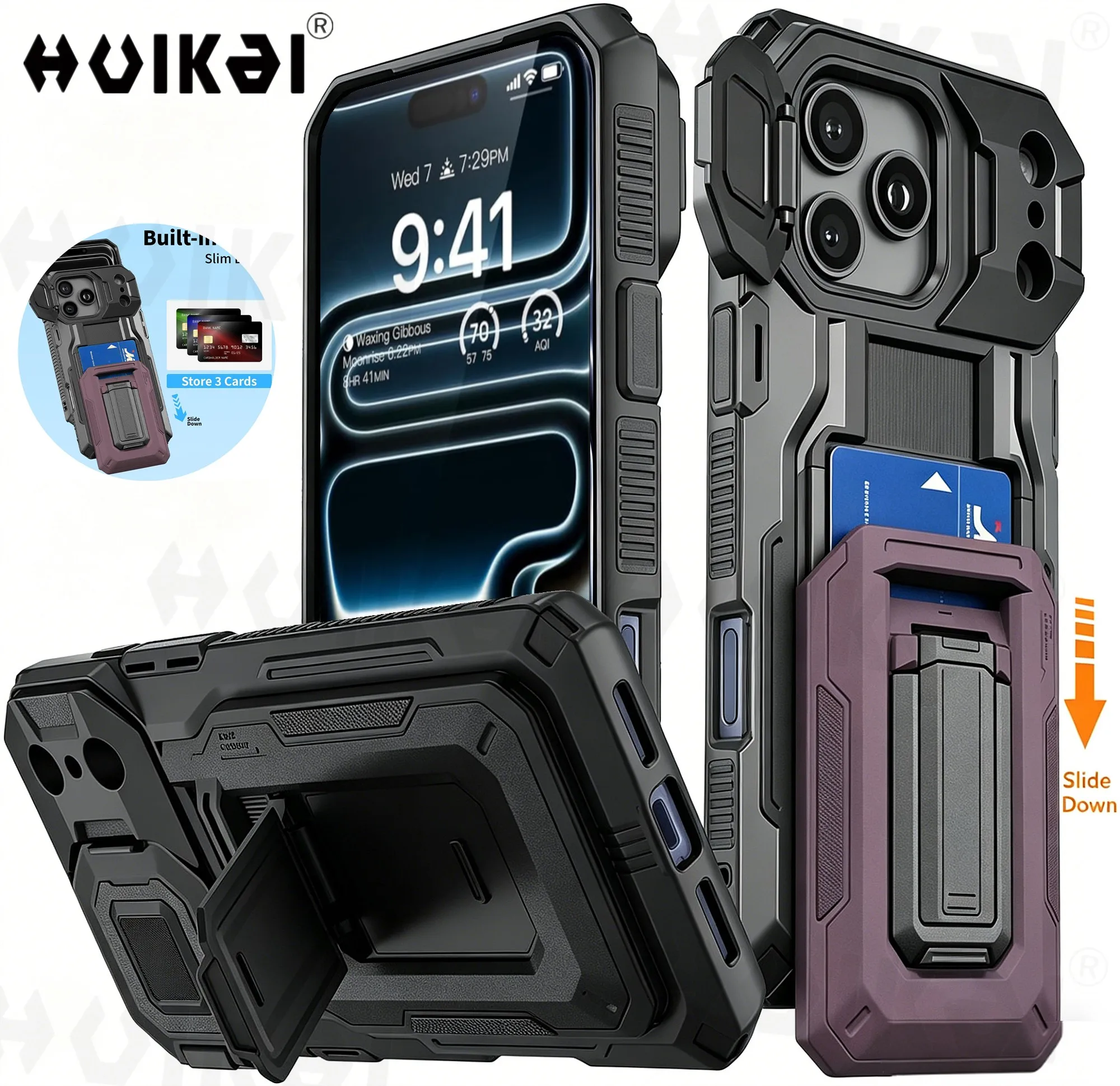 Чехол для iPhone 17 Pro Max, iPhone 16 Pro Max с выдвижным держателем для карт, подставкой и защитой камеры, защитный чехол для телефона военного класса
Чехол для iPhone 17 Pro Max, iPhone 16 Pro Max с выдвижным держателем для карт, подставкой и защитой камеры, защитный чехол для телефона военного класса