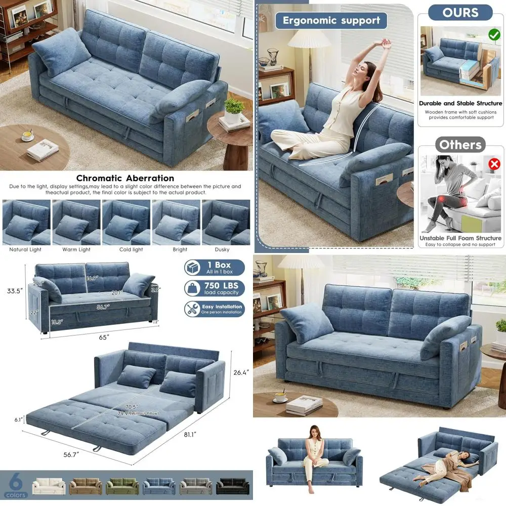65 Convertible Sofa Bed with Pull-Out Couch, Love Seat Sleeper for Small Spaces, Ideal for Bedroom, Lounge, or Living Room (Blue
65 Convertible Sofa Bed with Pull-Out Couch, Love Seat Sleeper for Small Spaces, Ideal for Bedroom, Lounge, or Living Room (Blue