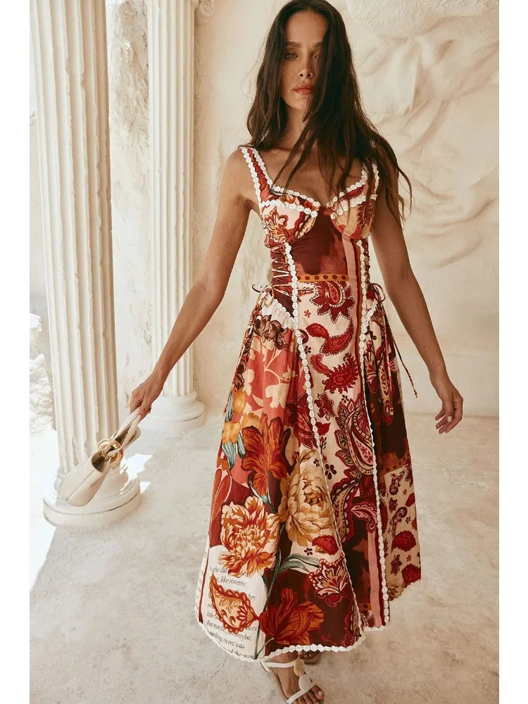 2026 Summer Fashion New Women's Elegant Design Dress with Strap Printing Party Splicing Sexy A-line Long Dress
2026 Summer Fashion New Women's Elegant Design Dress with Strap Printing Party Splicing Sexy A-line Long Dress