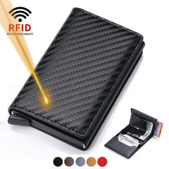 맞춤형 카드홀더 남성용 지갑, Rfid 블랙, 탄소 섬유 가죽, 미니멀리스트 선물, 맞춤형