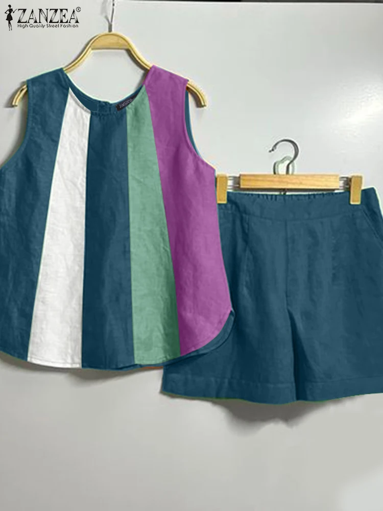 ZANZEA 2025 Women Tracksuit Summer 2 Piece Outfits Korean Colorblock Tops & Pocket Short Sets Casual Holiday Tank Matching Suits
ZANZEA 2025 Women Tracksuit Summer 2 Piece Outfits Korean Colorblock Tops & Pocket Short Sets Casual Holiday Tank Matching Suits