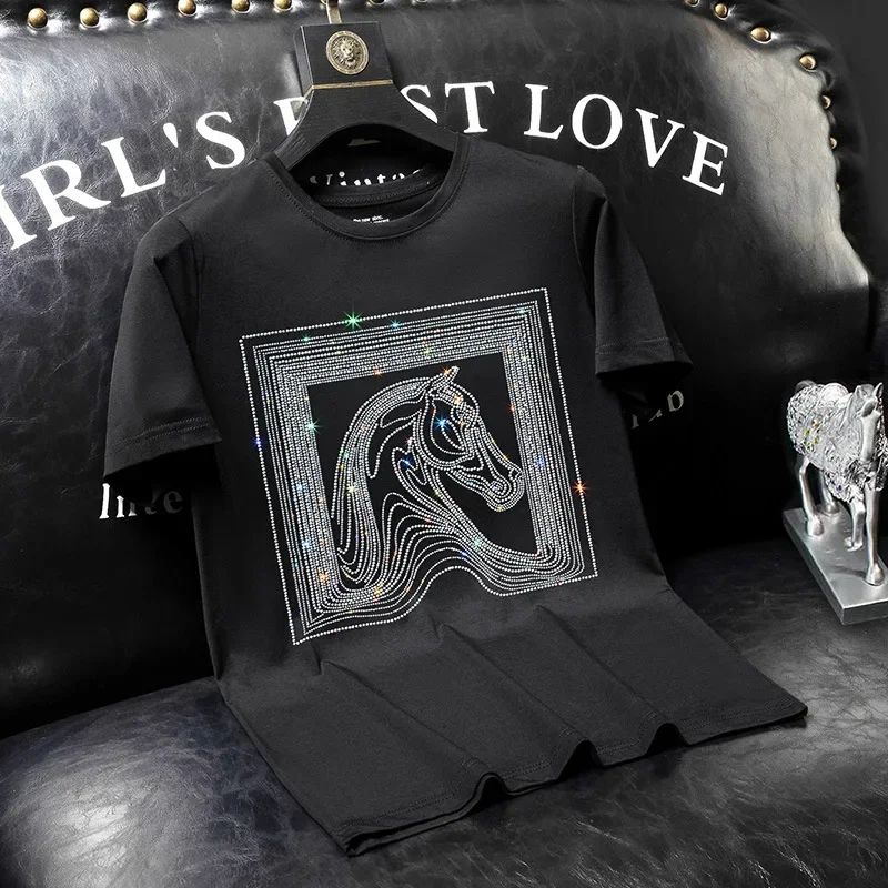 2025 T Shirts Men Fashion Clothing Horse Rhinestones O Neck Short Sleeve Slim Elastic Modal Cotton Casual T-shirts Plus Size 7XL
2025 T Shirts Men Fashion Clothing Horse Rhinestones O Neck Short Sleeve Slim Elastic Modal Cotton Casual T-shirts Plus Size 7XL