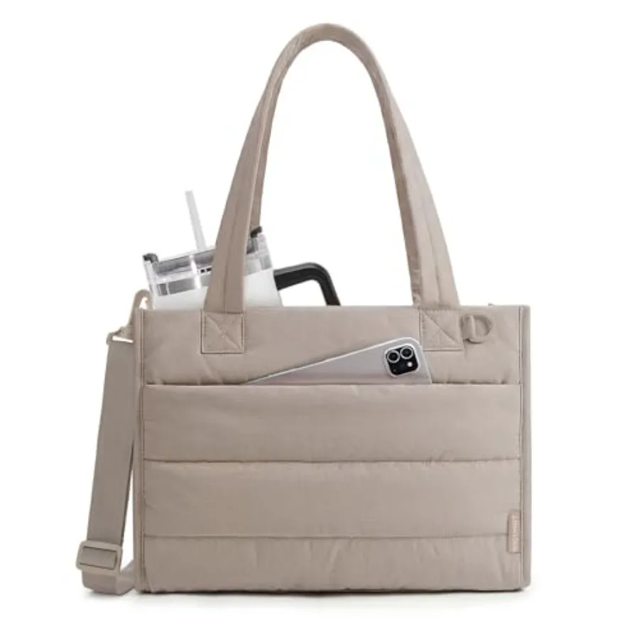 Tote Bag for Women, Puffer Quilted Work Tote Bag, Zipper Closure for Work Travel College, Camel 14L tote, 14'' Laptop bag, 30oz
Tote Bag for Women, Puffer Quilted Work Tote Bag, Zipper Closure for Work Travel College, Camel 14L tote, 14'' Laptop bag, 30oz