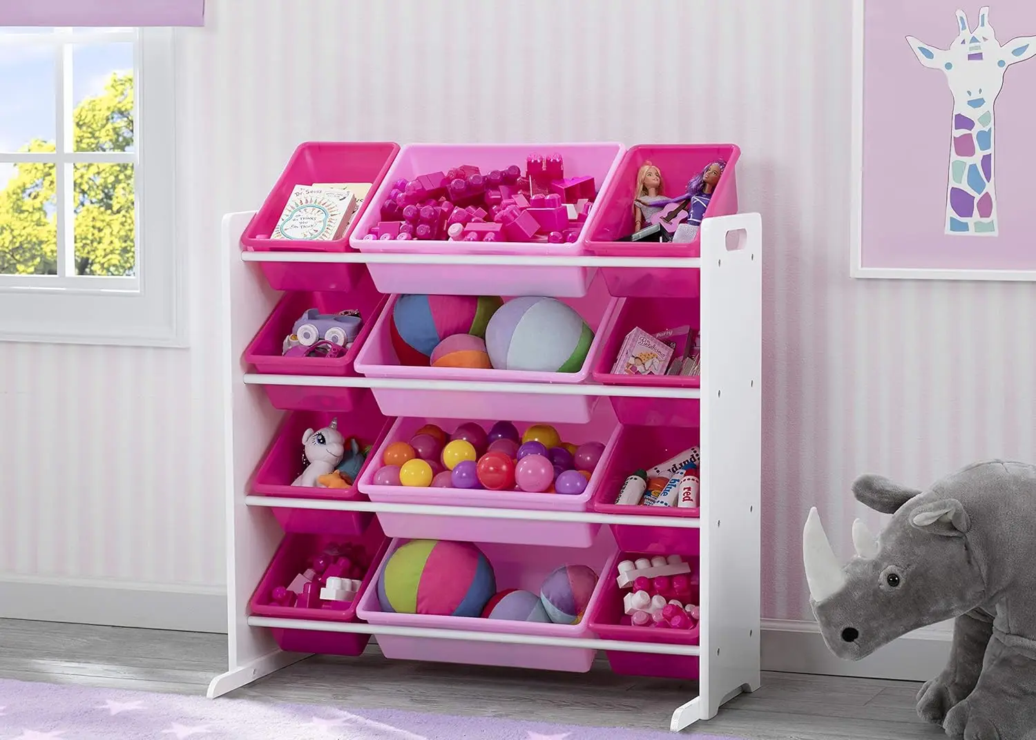Children Kids Toy Storage Organizer with Plastic Bins - Greenguard Gold Certified, White/Pink
Children Kids Toy Storage Organizer with Plastic Bins - Greenguard Gold Certified, White/Pink