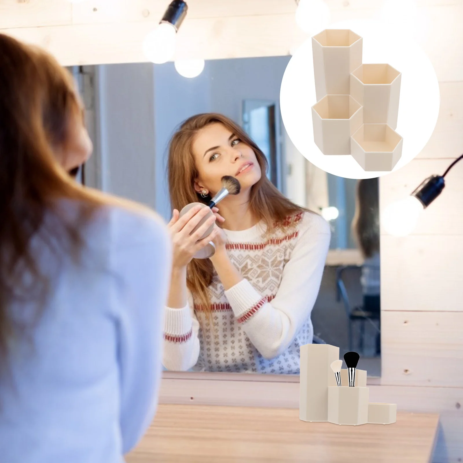 1Pcs Premium Plastic Hexagon Desktop Organizer Spacious Compartment Case for Makeup Stationery Pens Brushes Ideal Home Office
1Pcs Premium Plastic Hexagon Desktop Organizer Spacious Compartment Case for Makeup Stationery Pens Brushes Ideal Home Office