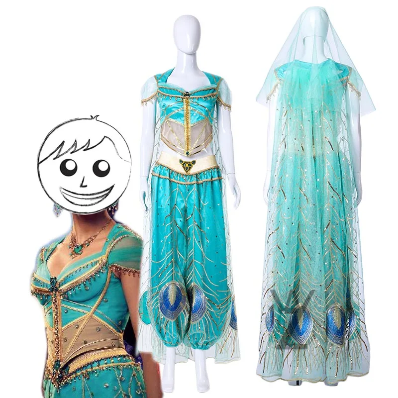 Halloween Women Shinny Dress Outfits Jasmine Princess Dress The Magical Lamp Cosplay Costumes Blue Lamp Pants Cloak Sandals
Halloween Women Shinny Dress Outfits Jasmine Princess Dress The Magical Lamp Cosplay Costumes Blue Lamp Pants Cloak Sandals