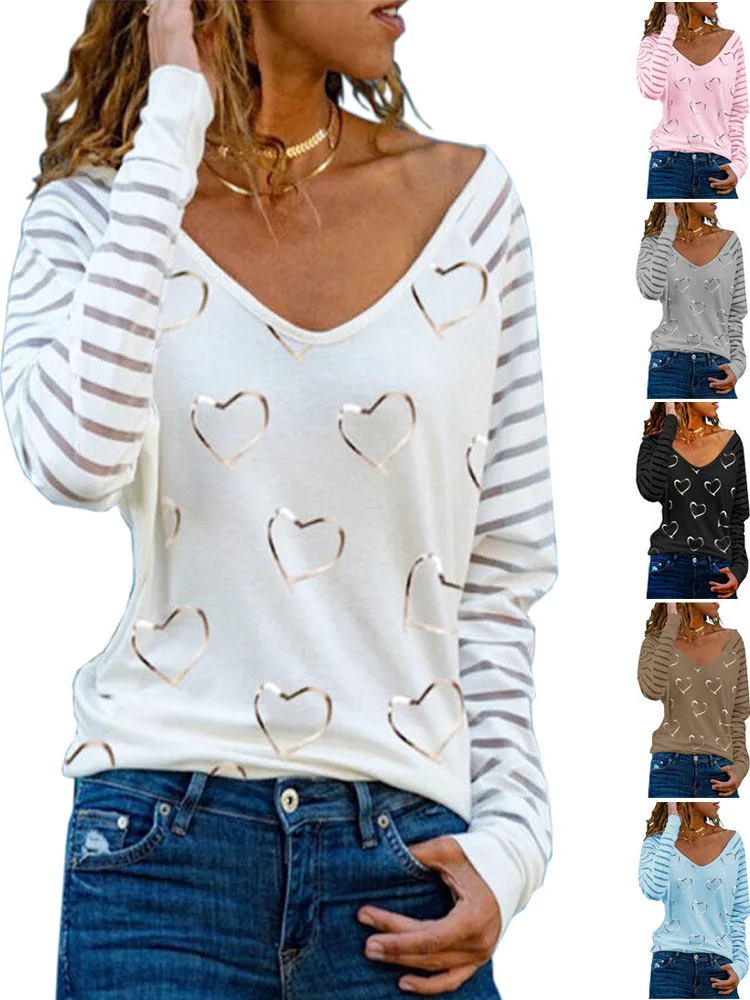 Long Sve V-ne Printed T-irt Women's Casual Loose Fit Milk Fiber Thiened Autumn Season Ladies' T-irt 
Long Sve V-ne Printed T-irt Women's Casual Loose Fit Milk Fiber Thiened Autumn Season Ladies' T-irt