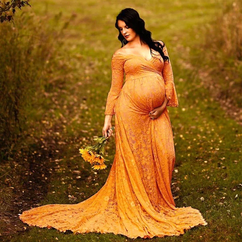 Summer Maternity Lace Dress Women Maxi Gown Loose Embroidery Yellow Long Tunic Beach Photography Props
Summer Maternity Lace Dress Women Maxi Gown Loose Embroidery Yellow Long Tunic Beach Photography Props