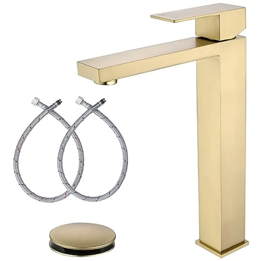 Vessel Sink Faucet, Gold Bathroom Faucet Single Hole, Single Handle Bathroom Sink Faucet with Pop Up Drain, AML-11411-BG
Vessel Sink Faucet, Gold Bathroom Faucet Single Hole, Single Handle Bathroom Sink Faucet with Pop Up Drain, AML-11411-BG