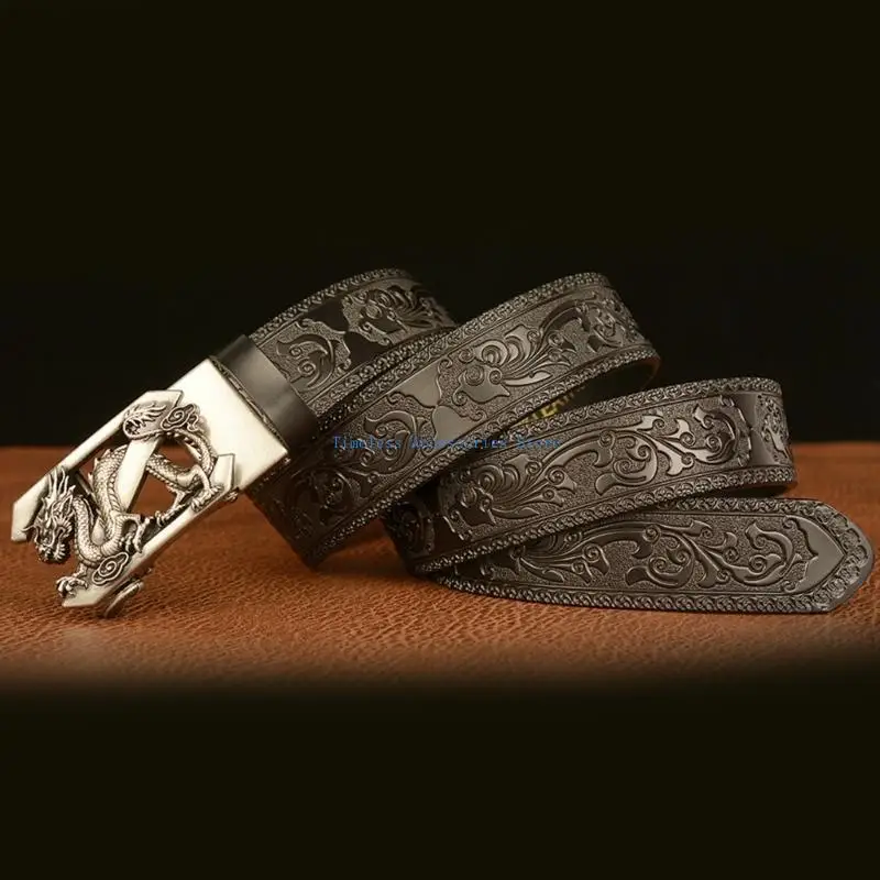 97QE Ethnic Men's Carved Pattern Belt Dragon Series Buckle Belt for Formal Occasion
97QE Ethnic Men's Carved Pattern Belt Dragon Series Buckle Belt for Formal Occasion