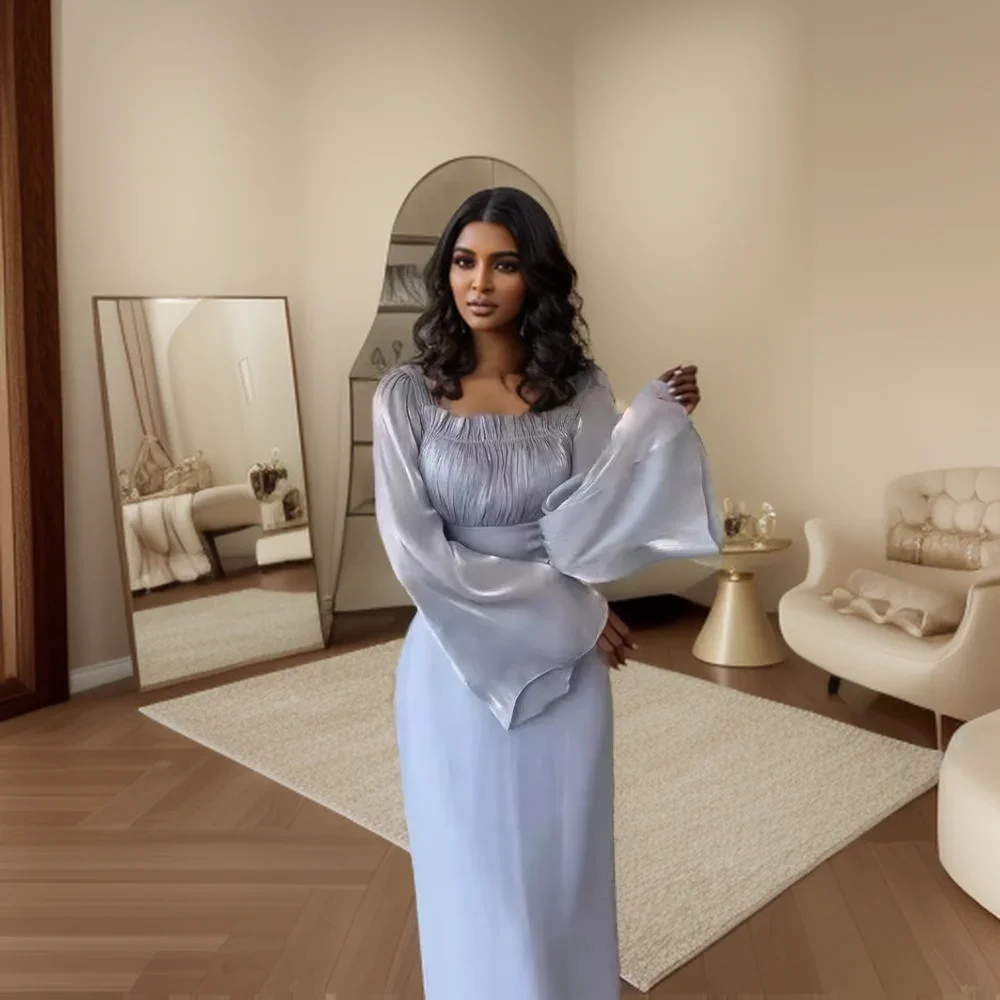 Summer Fashion Square Collar Pleated Dress Women Sweet Solid Color Flare Sleeves Dresses for Eid Muslim Party Long Robes
Summer Fashion Square Collar Pleated Dress Women Sweet Solid Color Flare Sleeves Dresses for Eid Muslim Party Long Robes