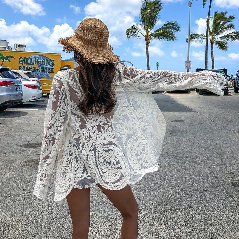 Bikini Cover up Women's Long Sve Lace Hollow out Loose Sun Protection Open Cardigan Outerwear for Beach Vaion Hot Springs
Bikini Cover up Women's Long Sve Lace Hollow out Loose Sun Protection Open Cardigan Outerwear for Beach Vaion Hot Springs