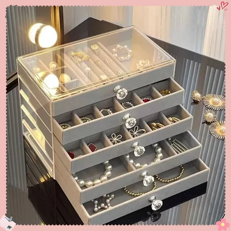 New 5 Layers Exquisite Gray Jewelry Box Earrings Ring Drawer Type Storage Box Large Capacity Anti-oxidation Jewelry Box
New 5 Layers Exquisite Gray Jewelry Box Earrings Ring Drawer Type Storage Box Large Capacity Anti-oxidation Jewelry Box