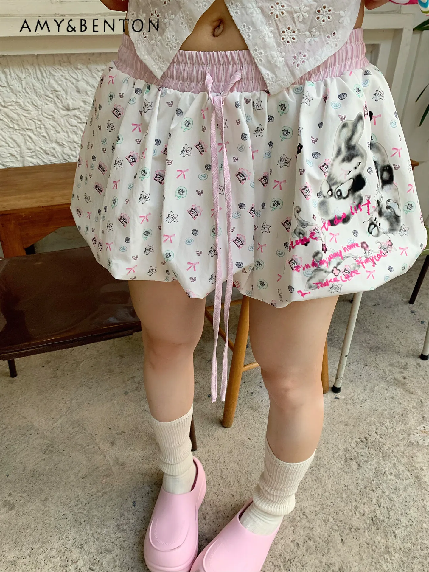 2026 Summer New Girl's Style Cute Sweet White Yellow Animal Letter Print Short Elastic Waist Mid-waist Pumpkin Skirt
2026 Summer New Girl's Style Cute Sweet White Yellow Animal Letter Print Short Elastic Waist Mid-waist Pumpkin Skirt