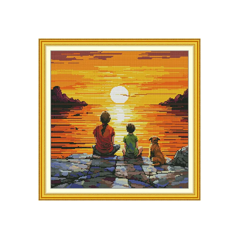 Cross-stitch thread embroidery landscape sea view sunrise embroidery material package living room decoration
Cross-stitch thread embroidery landscape sea view sunrise embroidery material package living room decoration