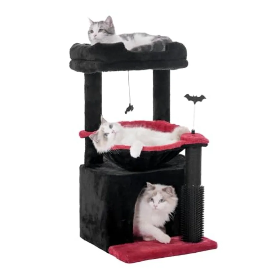 Gothic Cat Tree 32 Inches Small Cat Tree for Large Cats Adult Cat Tower with Scratching Post15.7"Large Hammock and Self Groomer
Gothic Cat Tree 32 Inches Small Cat Tree for Large Cats Adult Cat Tower with Scratching Post15.7"Large Hammock and Self Groomer
