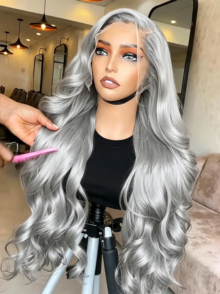 30 40 Inch Silver Grey Body Wave 13x6 HD Lace Frontal Wig Brazilian 613 Colored Cosplay13x4 Lace Front Human Hair Wig For Women
30 40 Inch Silver Grey Body Wave 13x6 HD Lace Frontal Wig Brazilian 613 Colored Cosplay13x4 Lace Front Human Hair Wig For Women