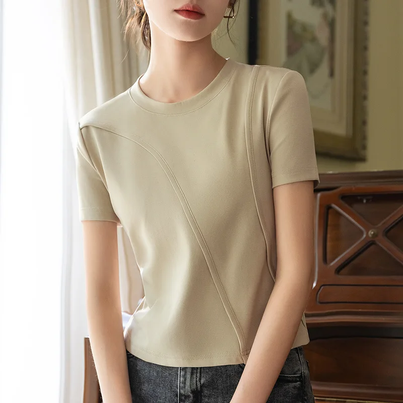 2025 New Women's Solid Color Round Neck Cotton Shirt Stitching Design Sense of Short Top
2025 New Women's Solid Color Round Neck Cotton Shirt Stitching Design Sense of Short Top