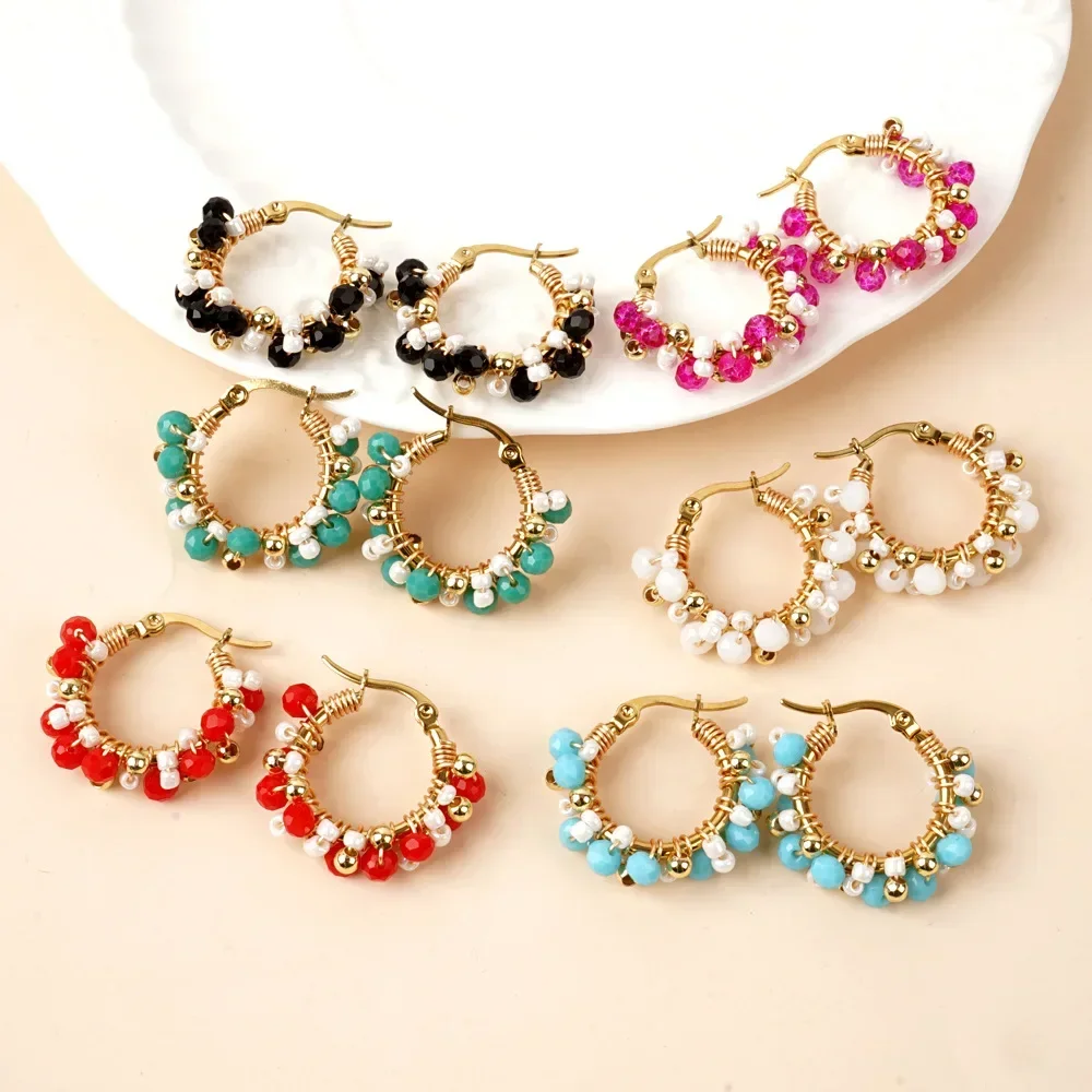 Rice bead earrings Circle Originality Crystal Hand knitting Bohemia Alloy Fashion Female Chroma Simple Beaded earrings
Rice bead earrings Circle Originality Crystal Hand knitting Bohemia Alloy Fashion Female Chroma Simple Beaded earrings