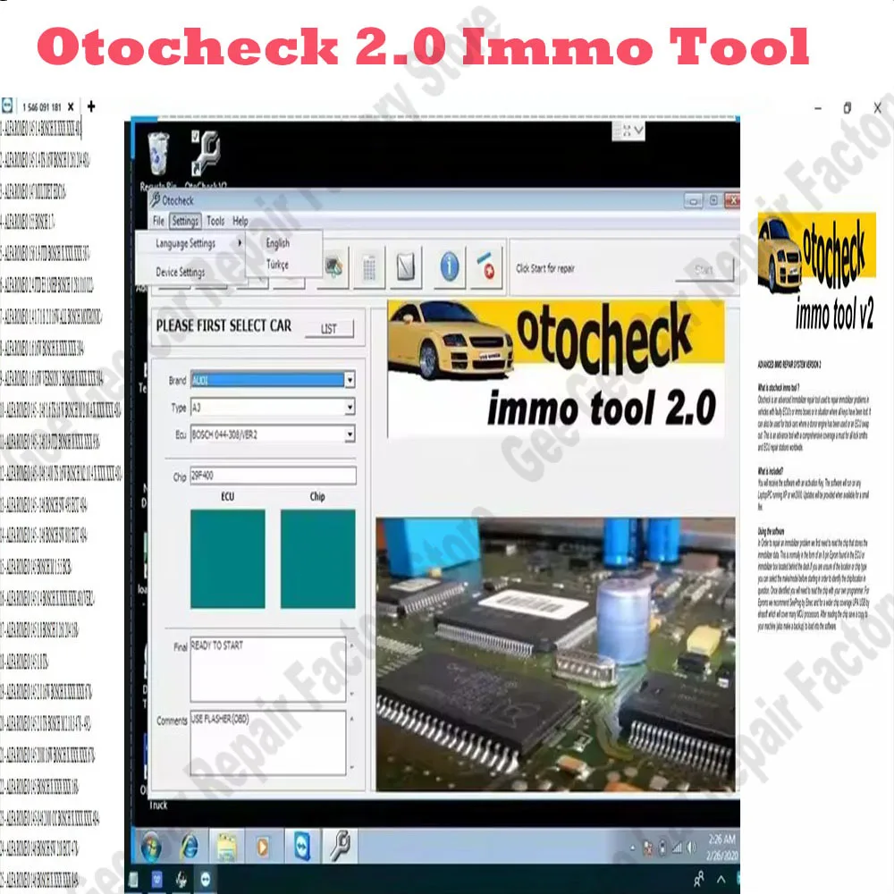 Otocheck 2.0 OBD2 сканер: новейший инструмент для диагностики и восстановления иммобилайзеров, расширенная система ремонта иммобилайзеров, программное обеспечение Otocheck, OTO Check
Otocheck 2.0 OBD2 сканер: новейший инструмент для диагностики и восстановления иммобилайзеров, расширенная система ремонта иммобилайзеров, программное обеспечение Otocheck, OTO Check