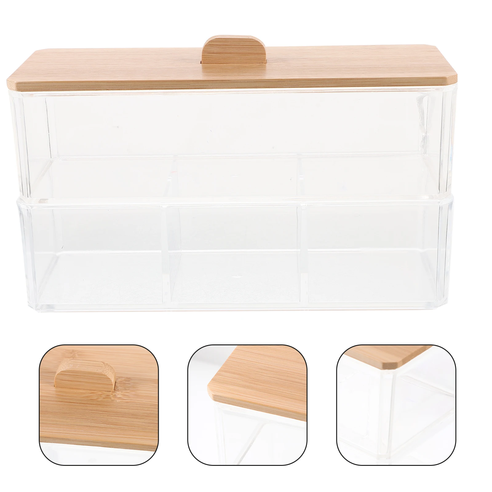 Cotton Swab Dispenser Bamboo Lid Cotton Pad Storage Box Makeup Organizer Clear Desktop Vanity Container Lidded Holder
Cotton Swab Dispenser Bamboo Lid Cotton Pad Storage Box Makeup Organizer Clear Desktop Vanity Container Lidded Holder