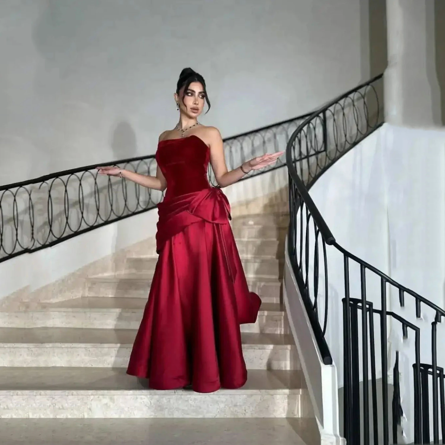 EDECPBM Crimson Red High Quality Evening Dresses for Special Occasions Satin Customized Big Bow Wedding Party Dress Prom Gala
EDECPBM Crimson Red High Quality Evening Dresses for Special Occasions Satin Customized Big Bow Wedding Party Dress Prom Gala