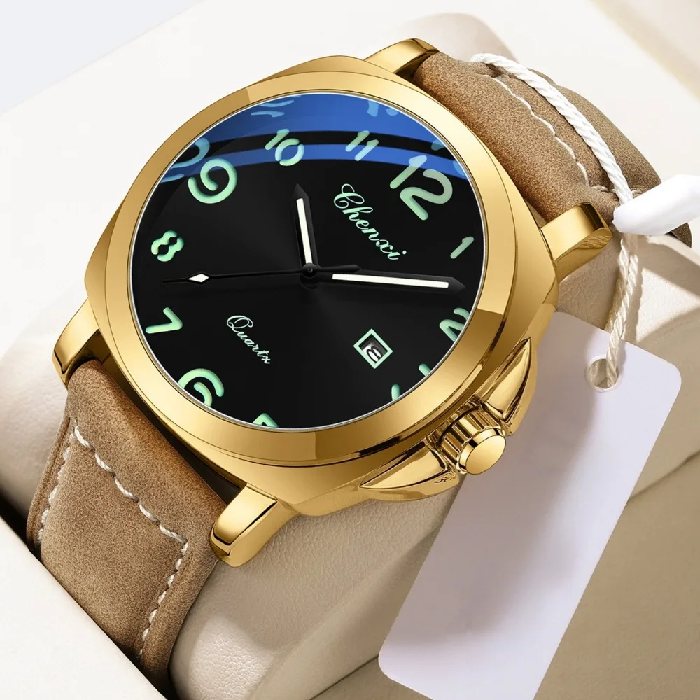 Мужские кварцевые часы в деловом повседневном стиле с кожаным ремешком и светящейся стрелкой календаря, водонепроницаемые наручные часы для мужчин
Мужские кварцевые часы в деловом повседневном стиле с кожаным ремешком и светящейся стрелкой календаря, водонепроницаемые наручные часы для мужчин