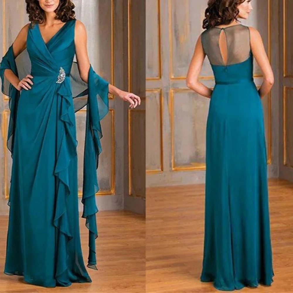 He Mei Women Gowns Simple Chiffon Straight V-Neck Elegant Dress Floor Length Tank Mother Dresses Robes Invitée Mariage
He Mei Women Gowns Simple Chiffon Straight V-Neck Elegant Dress Floor Length Tank Mother Dresses Robes Invitée Mariage