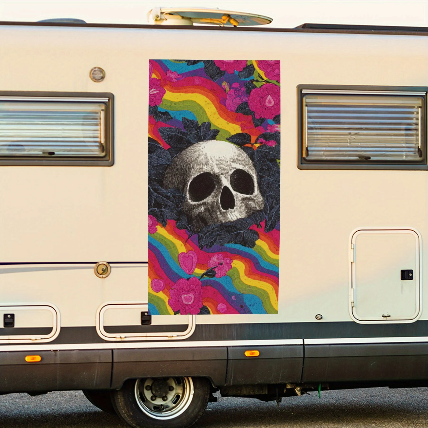 Красочный череп с цветами и сердечками, автомобильная наклейка, водонепроницаемая виниловая наклейка для стороны автофургона, самоклеящиеся наклейки для украшения и пр. 
Красочный череп с цветами и сердечками, автомобильная наклейка, водонепроницаемая виниловая наклейка для стороны автофургона, самоклеящиеся наклейки для украшения и пр.