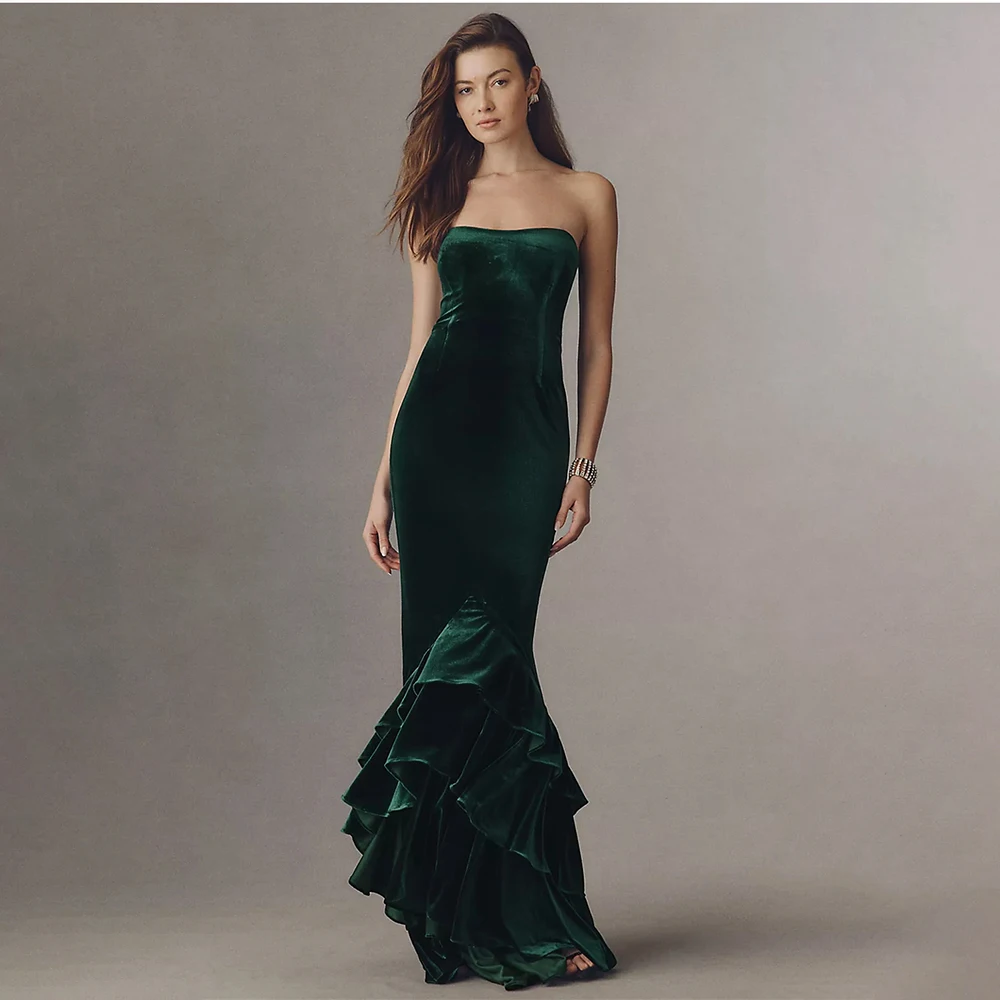 Women's Formal Evening Gowns Strapless Ruffled Tiered Velour Mermaid Evening Dresses Elegant Exquisite 2026 Cocktail Dresses
Women's Formal Evening Gowns Strapless Ruffled Tiered Velour Mermaid Evening Dresses Elegant Exquisite 2026 Cocktail Dresses