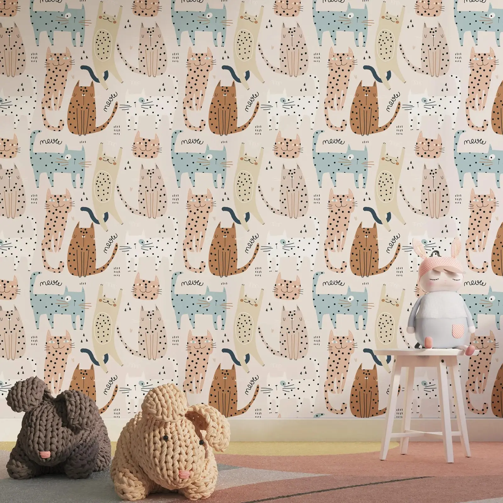 Самоклеящиеся обои с кошками, настенная роспись с котенком для украшения детской комнаты. Обычный декор детской комнаты с животными, минималистичный скандинавский стиль
Самоклеящиеся обои с кошками, настенная роспись с котенком для украшения детской комнаты. Обычный декор детской комнаты с животными, минималистичный скандинавский стиль