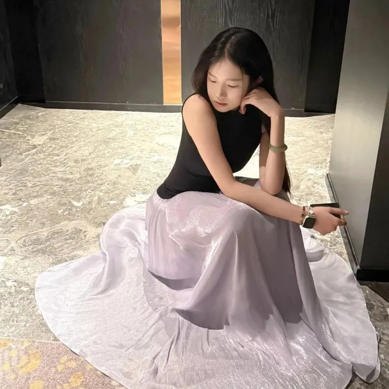 Women's Shiny Satin Maxi Skirt High Waist A-line Flowy Fairy Long Skirt
Women's Shiny Satin Maxi Skirt High Waist A-line Flowy Fairy Long Skirt