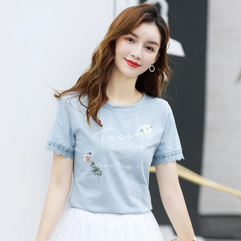 Cotton T-shirt Women's Graphic T Shirts Summer Short-sleeved Woman's Clothing Korean Loose Lace Half-sleeved White Top T-shirt
Cotton T-shirt Women's Graphic T Shirts Summer Short-sleeved Woman's Clothing Korean Loose Lace Half-sleeved White Top T-shirt
