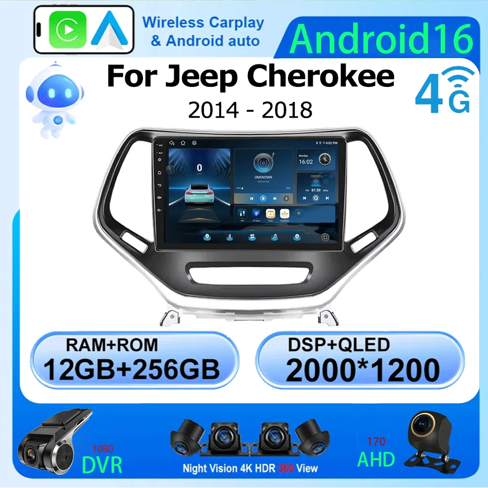 Android 16 For Jeep Cherokee 5 KL 2014 -2018 Car Radio Stereo Multimedia Navigation GPS Wireless Carplay Auto Video Player WIFI
Android 16 For Jeep Cherokee 5 KL 2014 -2018 Car Radio Stereo Multimedia Navigation GPS Wireless Carplay Auto Video Player WIFI
