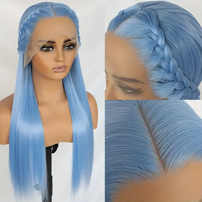 Long Straight Light Blue Lace Front Wig - Glueless Pre-Plucked Synthetic Hair Replacement for Women
Long Straight Light Blue Lace Front Wig - Glueless Pre-Plucked Synthetic Hair Replacement for Women