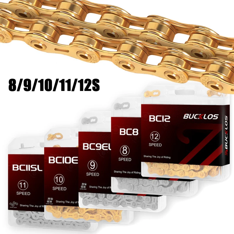 BUCKLOS 8/9/10/11/12 Speed Bicycle Chain 9v 10v 11v Road MTB Current 116/126 Links Bike Chain L/EL/SL for SHIMANO Cycling Parts
BUCKLOS 8/9/10/11/12 Speed Bicycle Chain 9v 10v 11v Road MTB Current 116/126 Links Bike Chain L/EL/SL for SHIMANO Cycling Parts