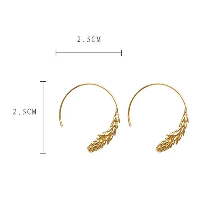 Real 925 Sterling Silver 18K Gold Ear of Wheat Arcuate Stud Earring for Women Trendy Plant Fine Jewelry Minimalist Accessory 
Real 925 Sterling Silver 18K Gold Ear of Wheat Arcuate Stud Earring for Women Trendy Plant Fine Jewelry Minimalist Accessory