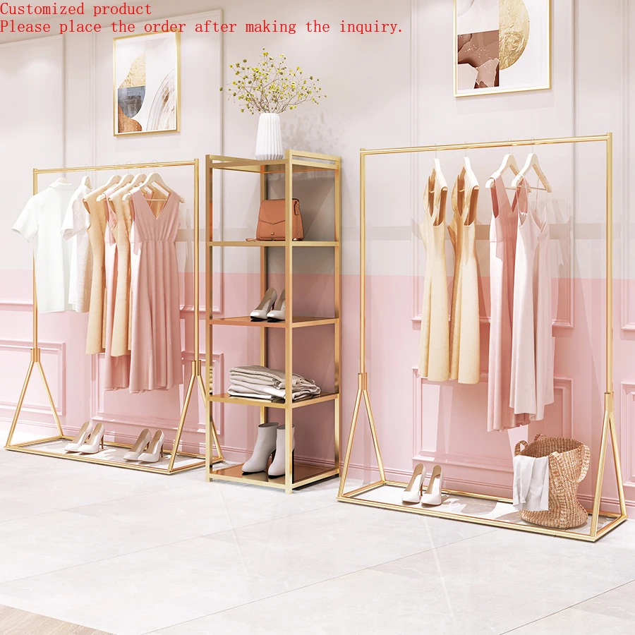 Custom Clothing Store Boutique Heavy Duty Iron Display Stand Cloth Stainless Steel Shiny Gold Garment Racks for Clothes Shops
Custom Clothing Store Boutique Heavy Duty Iron Display Stand Cloth Stainless Steel Shiny Gold Garment Racks for Clothes Shops