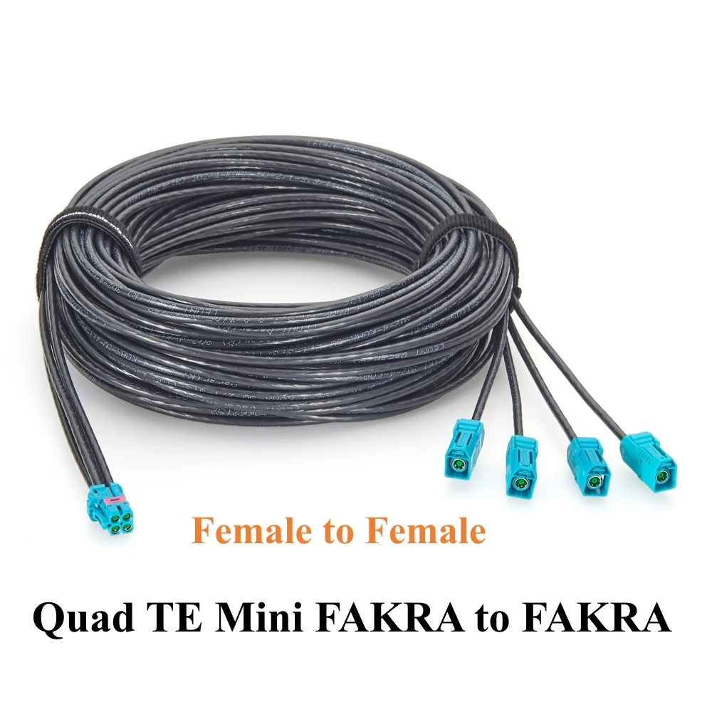 Quad TE Mate-AX Mini FAKRA to FAKRA Automotive Splitter Cable 2298721-9 to 2-2326910-0 GMSL2 Camera Cable for NVIDIA Drive AGX
Quad TE Mate-AX Mini FAKRA to FAKRA Automotive Splitter Cable 2298721-9 to 2-2326910-0 GMSL2 Camera Cable for NVIDIA Drive AGX
